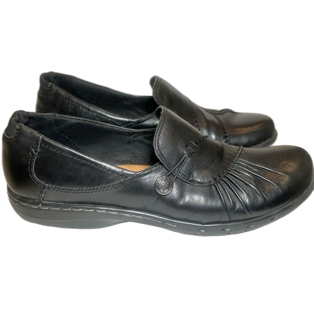 Cobb Hill Paulette Black Leather Loafers Slip On Comfort 9.5 Narrow